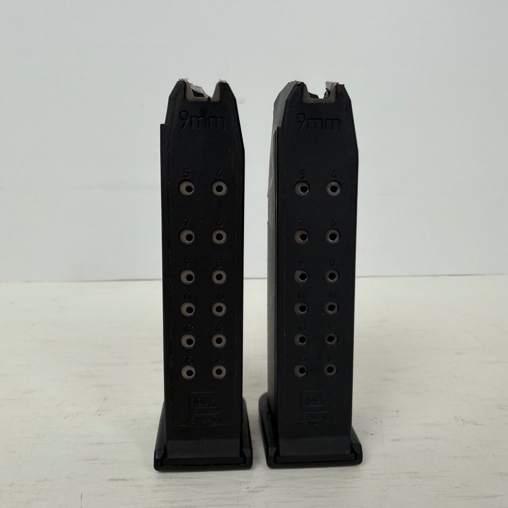 Glock 19 9mm Round Magazine Set of 2 OEM Black 1594-01 Mag